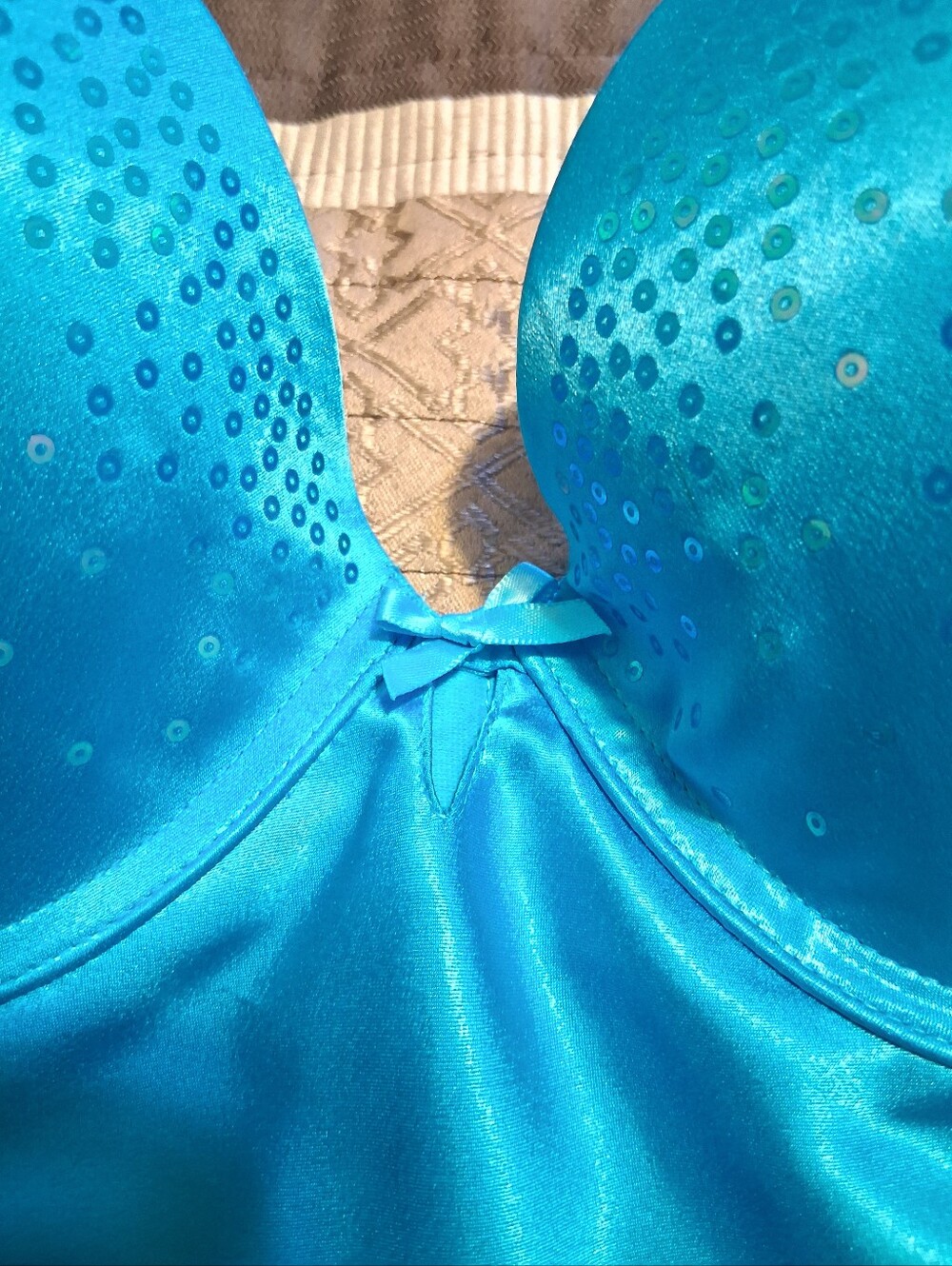 Victoria's Secret Turquoise Satin Lingerie Dress Sz34D Babydoll Fairy Padded Cup - Picture 14 of 15